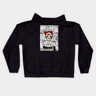 Yeti NFT - Mystical Doodle: Male Character with Mexican Mask and Dark Eyes Kids Hoodie